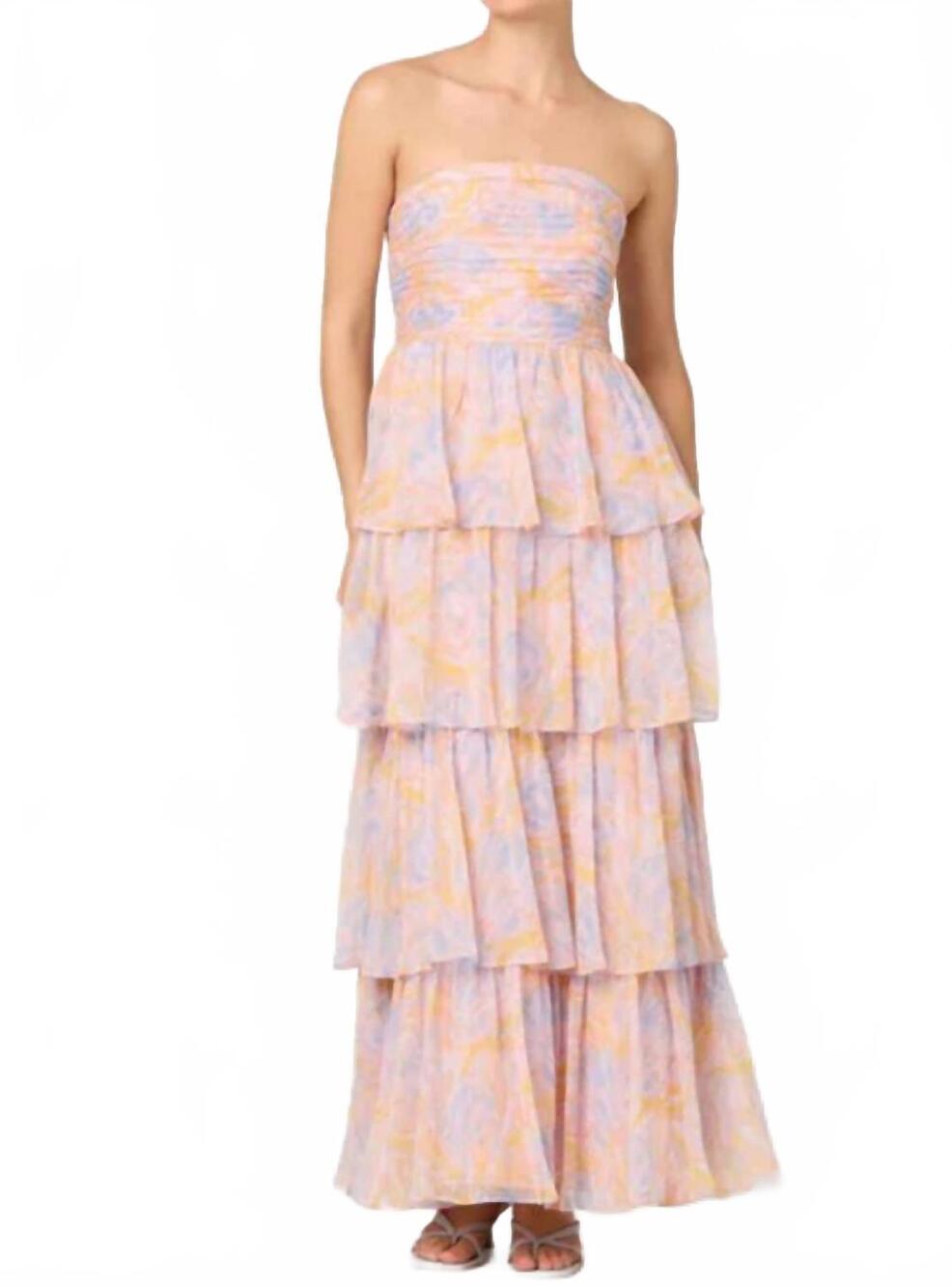 NEW ASTR anisha tiered maxi dress in orange lavender